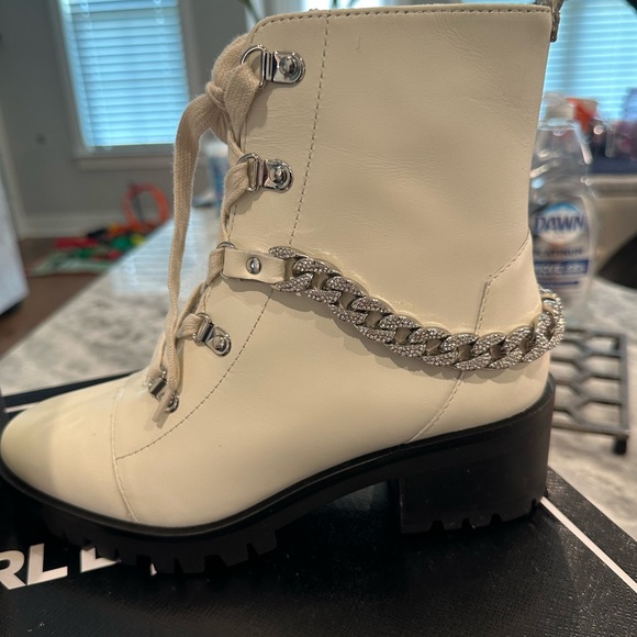 Karl Lagerfeld Chain Detail Combat Boots - Picture 1 of 10